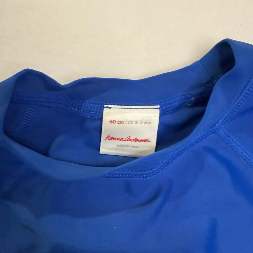 Hanna Andersson Blue Rash Guard Swim Shirt, Size 3-6 Months
